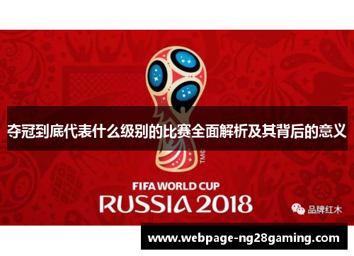 夺冠到底代表什么级别的比赛全面解析及其背后的意义